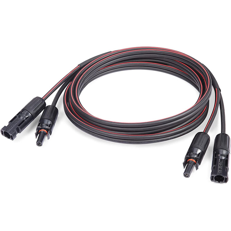 Червоний і чорний двожильний сонячний кабель довжиною 30 футів 10 AWG